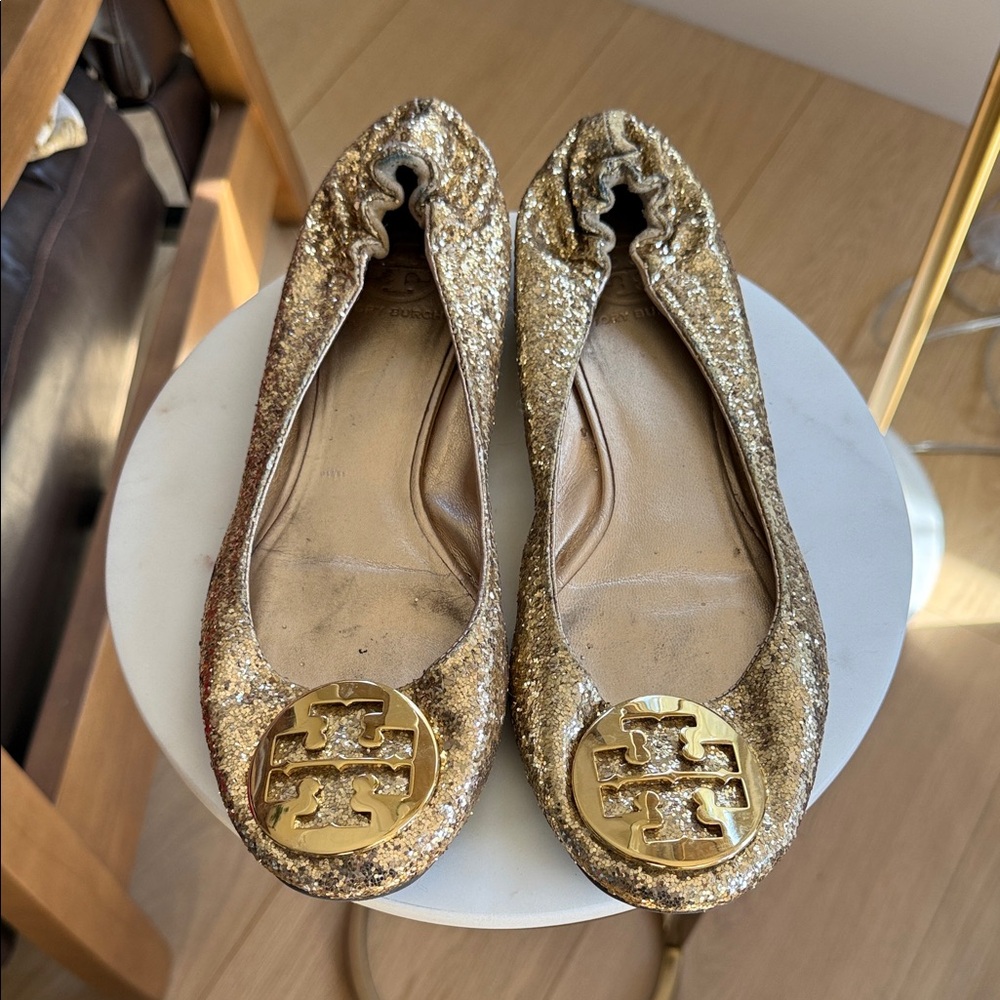 Tory Burch Sparkling Gold Loafers